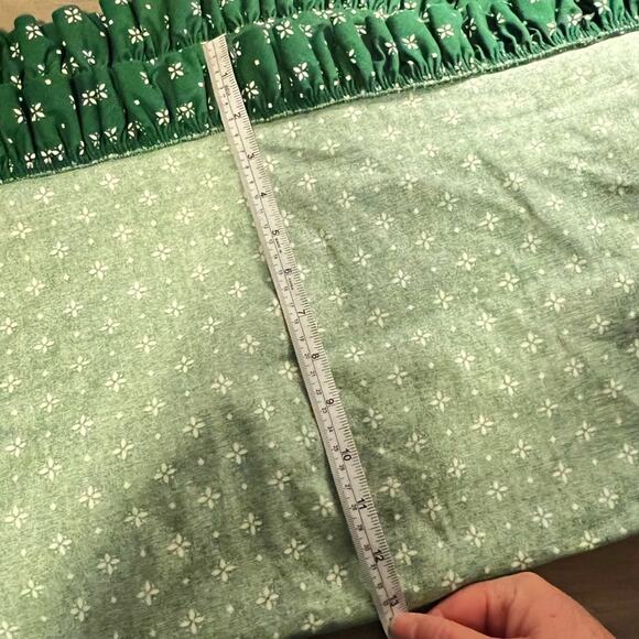 Longaberger Green Heritage 1990s Laundry Basket Liner Green & White - Picture 8 of 10